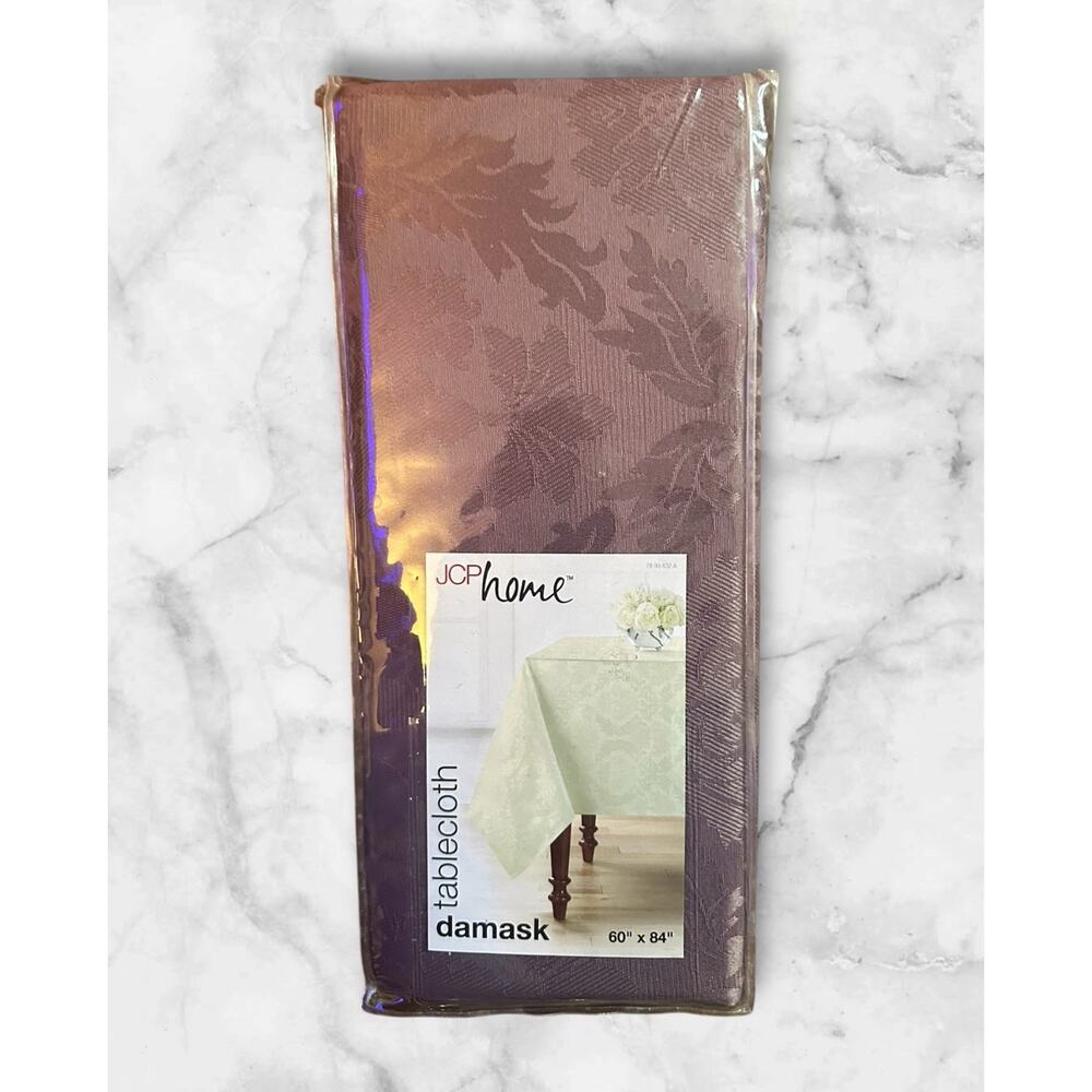 Burgundy Frosted Grape JCPenny Home Damask Table Cloth 60 x 84 Textured Oblong